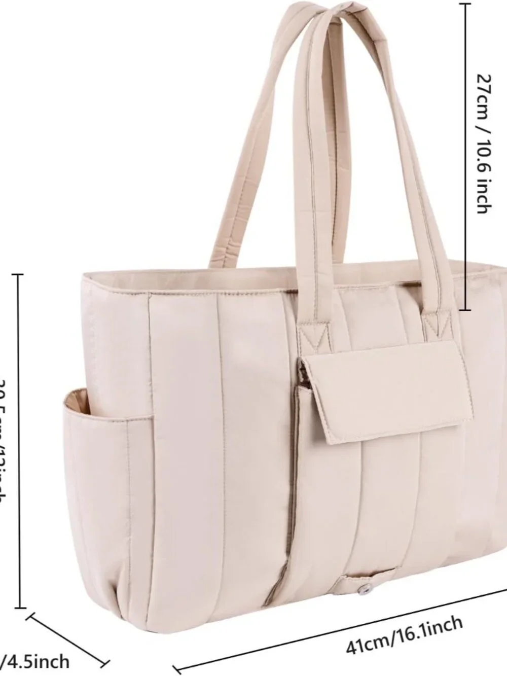 Kahki Puffy Tote: Stylish, Spacious, & Durable for Work, Travel & Gym